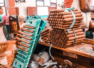 Tabaco factory in Trinidad, Cuba. My Cuban Story - background.