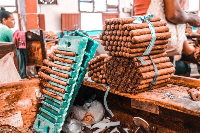 Tabaco factory in Trinidad, Cuba. My Cuban Story - background.